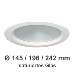 LED-Einbau-Downlight, rund, satiniertes Glas, D 145 mm